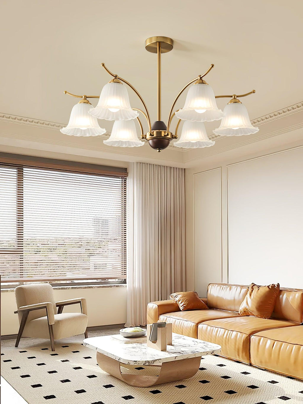 Flora Brass Alabaster Chandelier