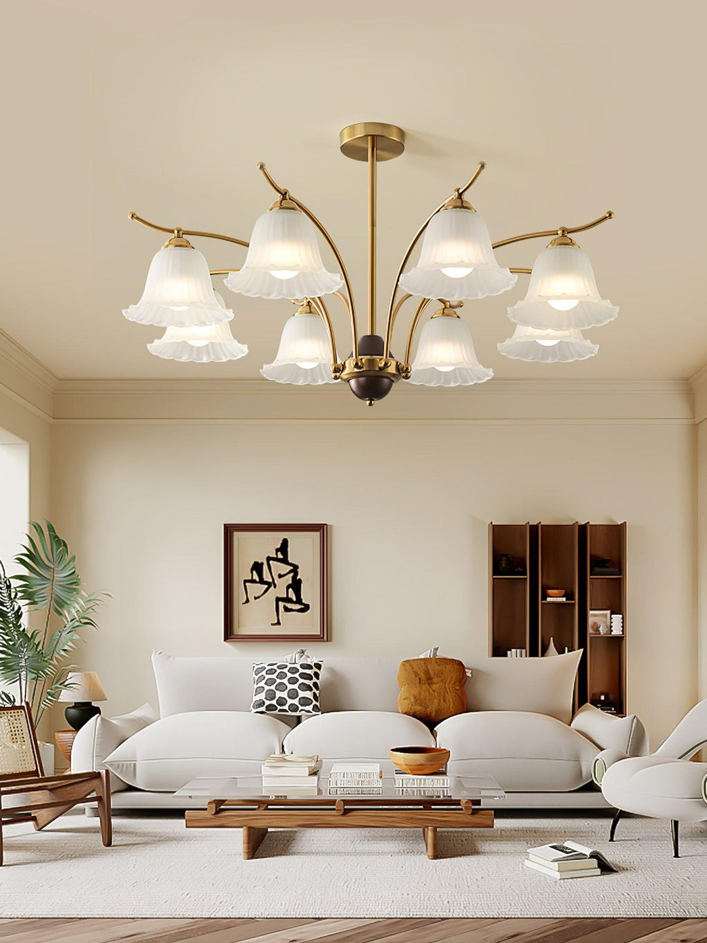 Flora Brass Alabaster Chandelier