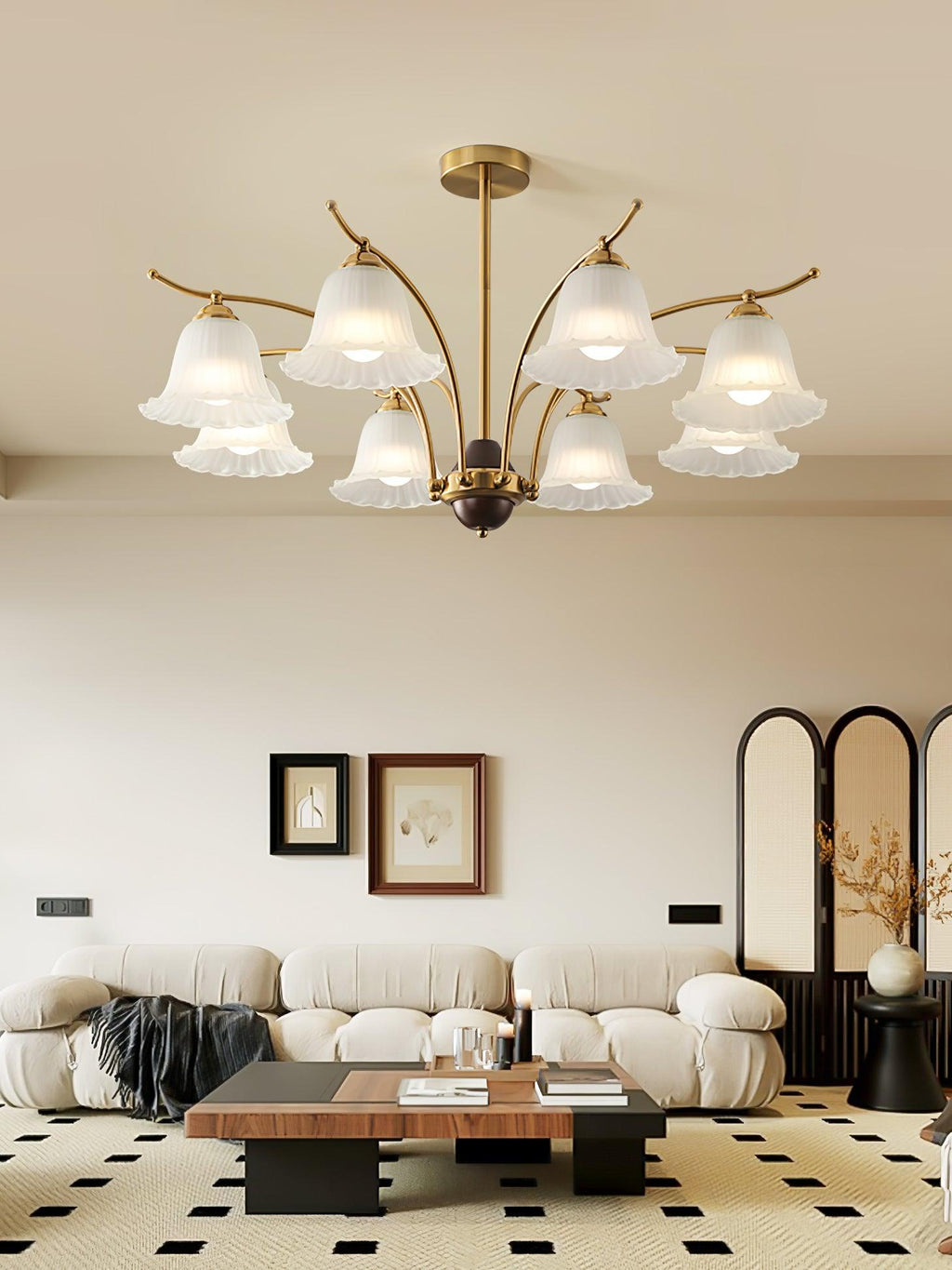 Flora Brass Alabaster Chandelier