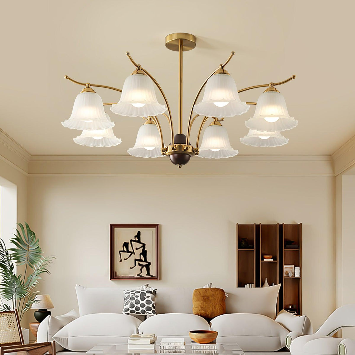Flora Brass Alabaster Chandelier