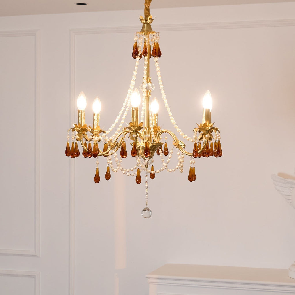 Aureate Amber Crystal Chandelier
