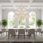 Brass Palm Leaf Crystal Chandelier