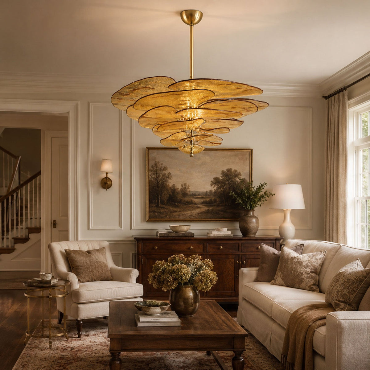 Petals Gold Murano Chandelier