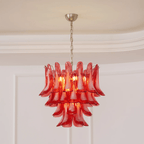 Crimson Glass Petals Chandelier