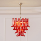 Crimson Glass Petals Chandelier