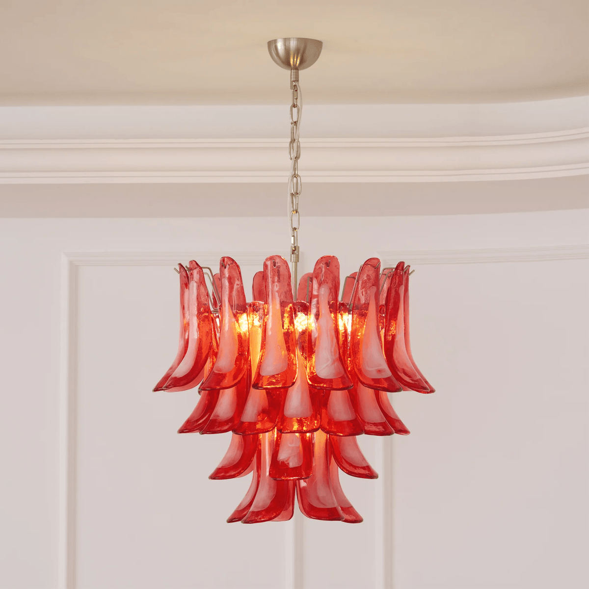 Crimson Glass Petals Chandelier