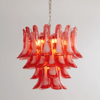 Crimson Glass Petals Chandelier