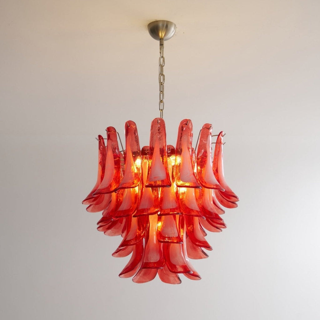 Crimson Glass Petals Chandelier