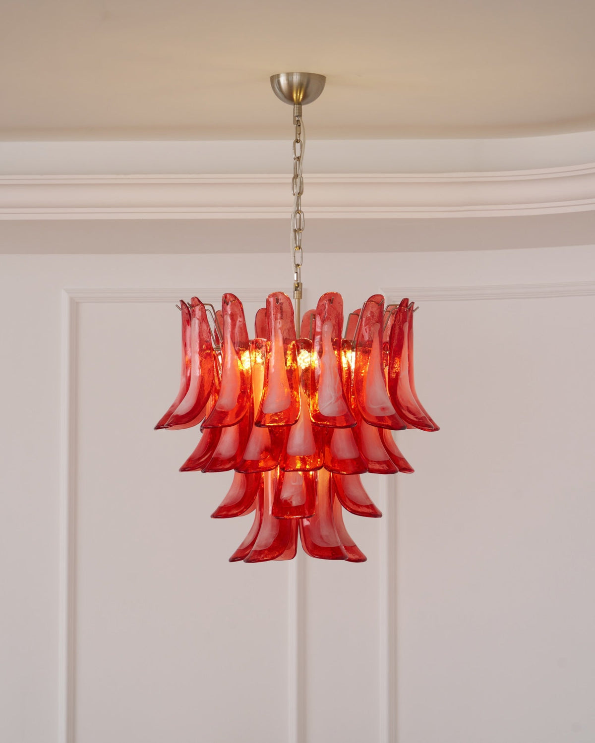 Crimson Glass Petals Chandelier
