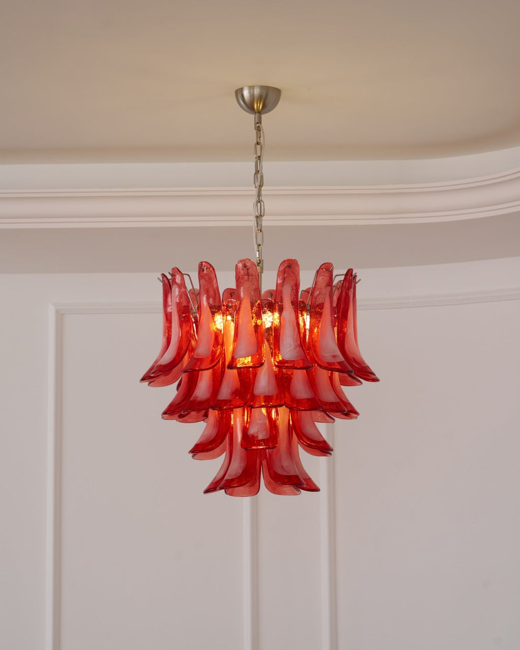 Crimson Glass Petals Chandelier
