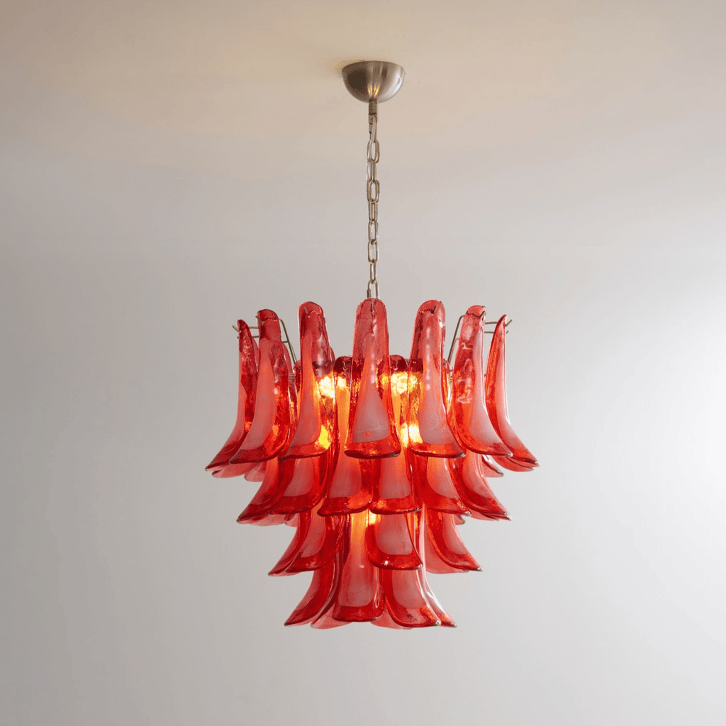 Crimson Glass Petals Chandelier