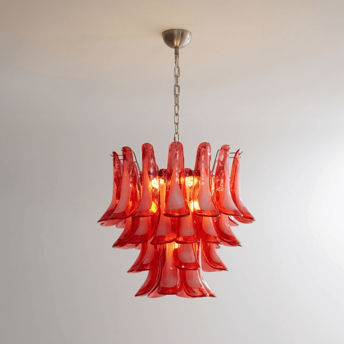 Crimson Glass Petals Chandelier