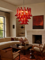 Crimson Glass Petals Chandelier