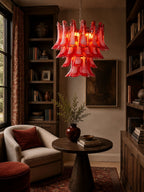 Crimson Glass Petals Chandelier
