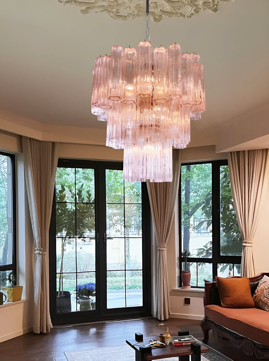 Rose Tubes Glass Chandelier