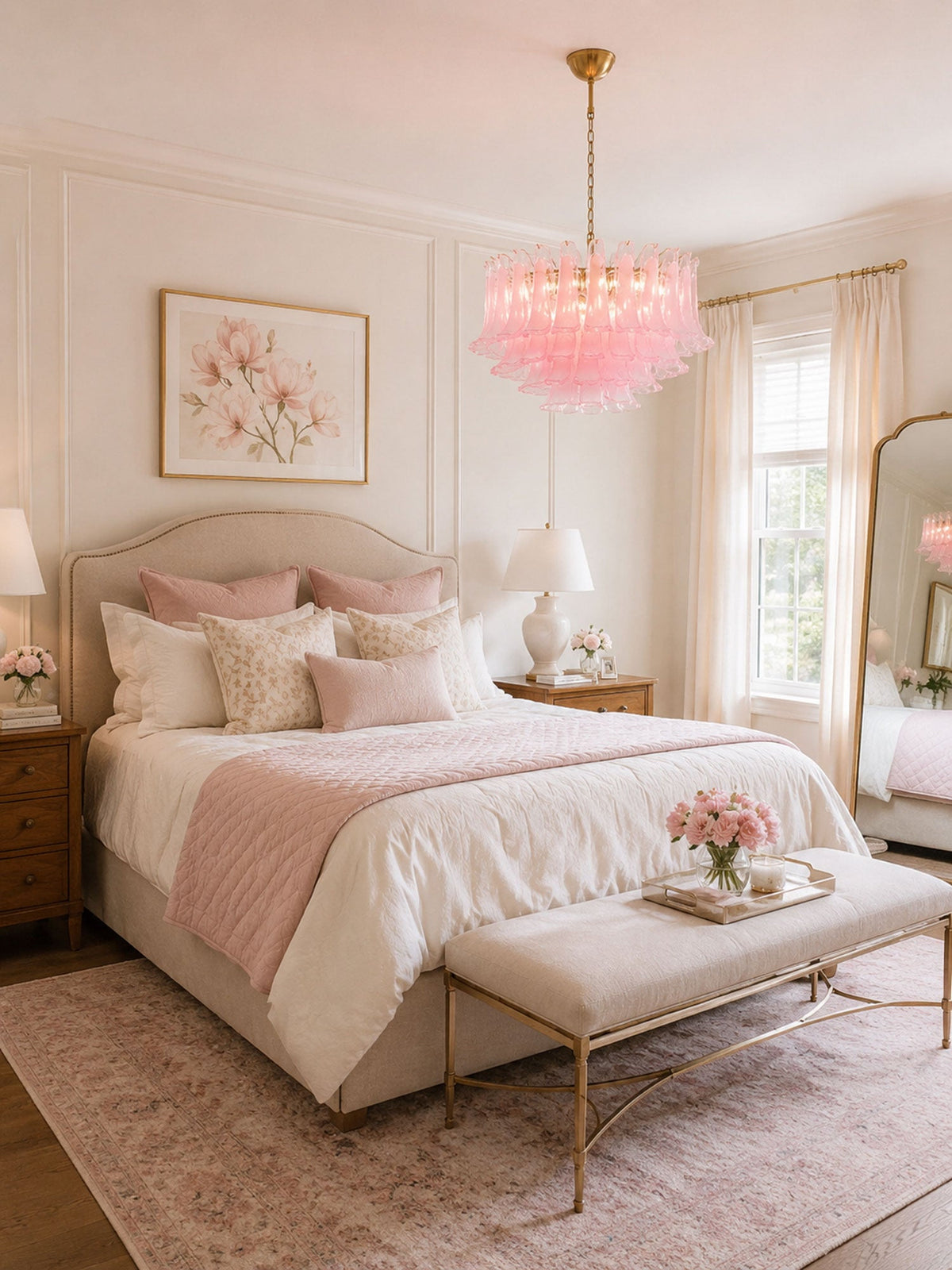 Fiora Pink Glass Chandelier