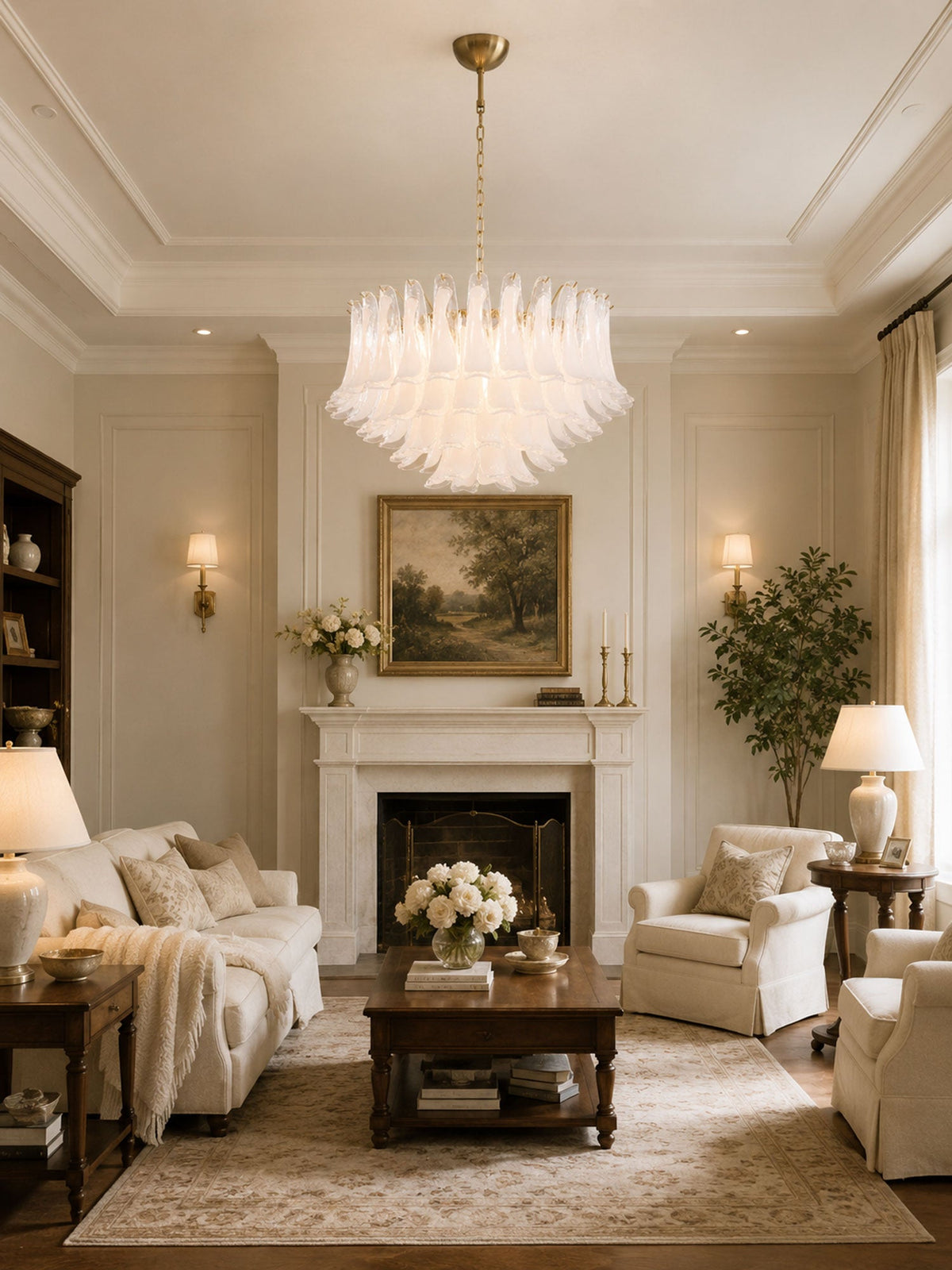 Fiora Pink Glass Chandelier