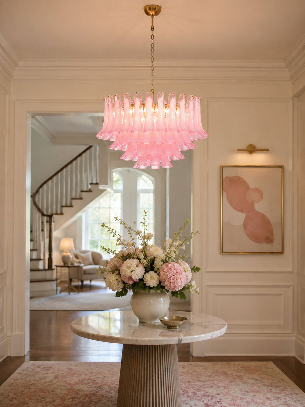 Fiora Pink Glass Chandelier