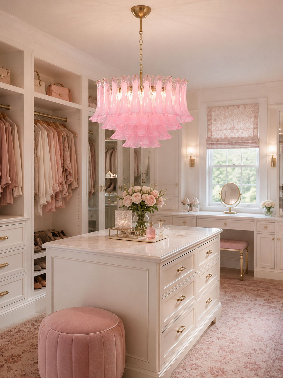 Fiora Pink Glass Chandelier