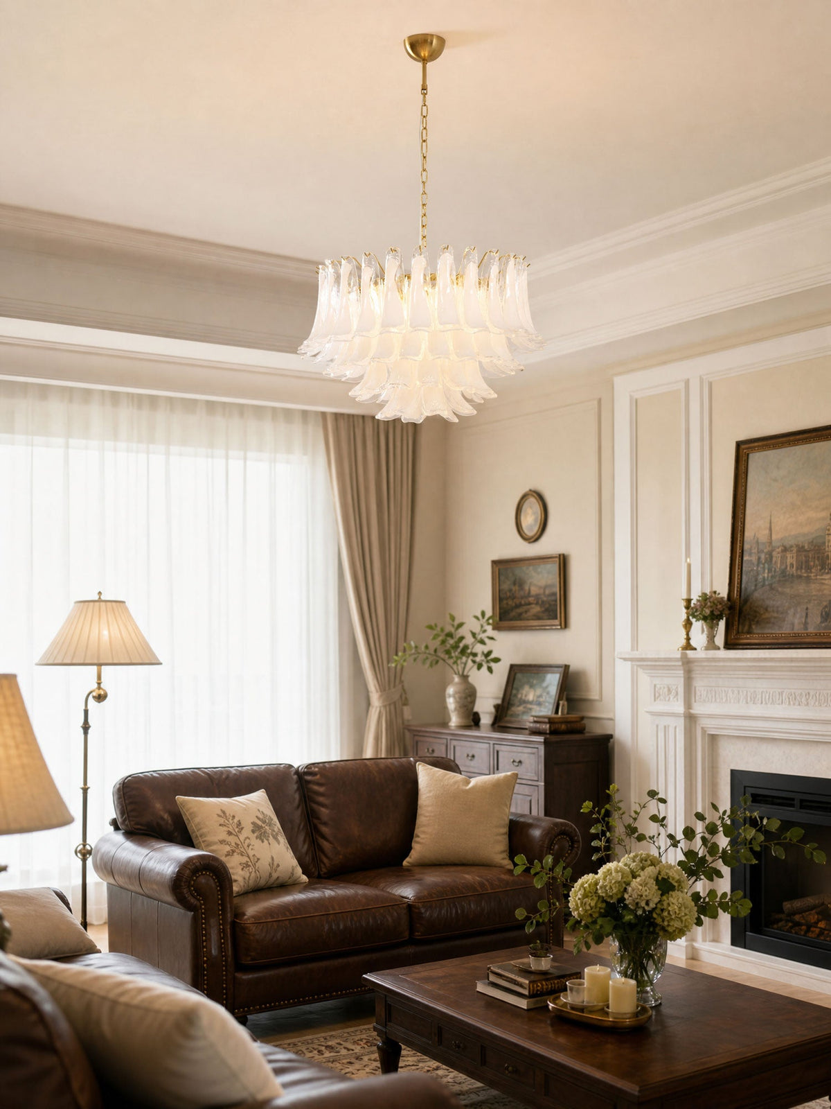 Fiora Pink Glass Chandelier