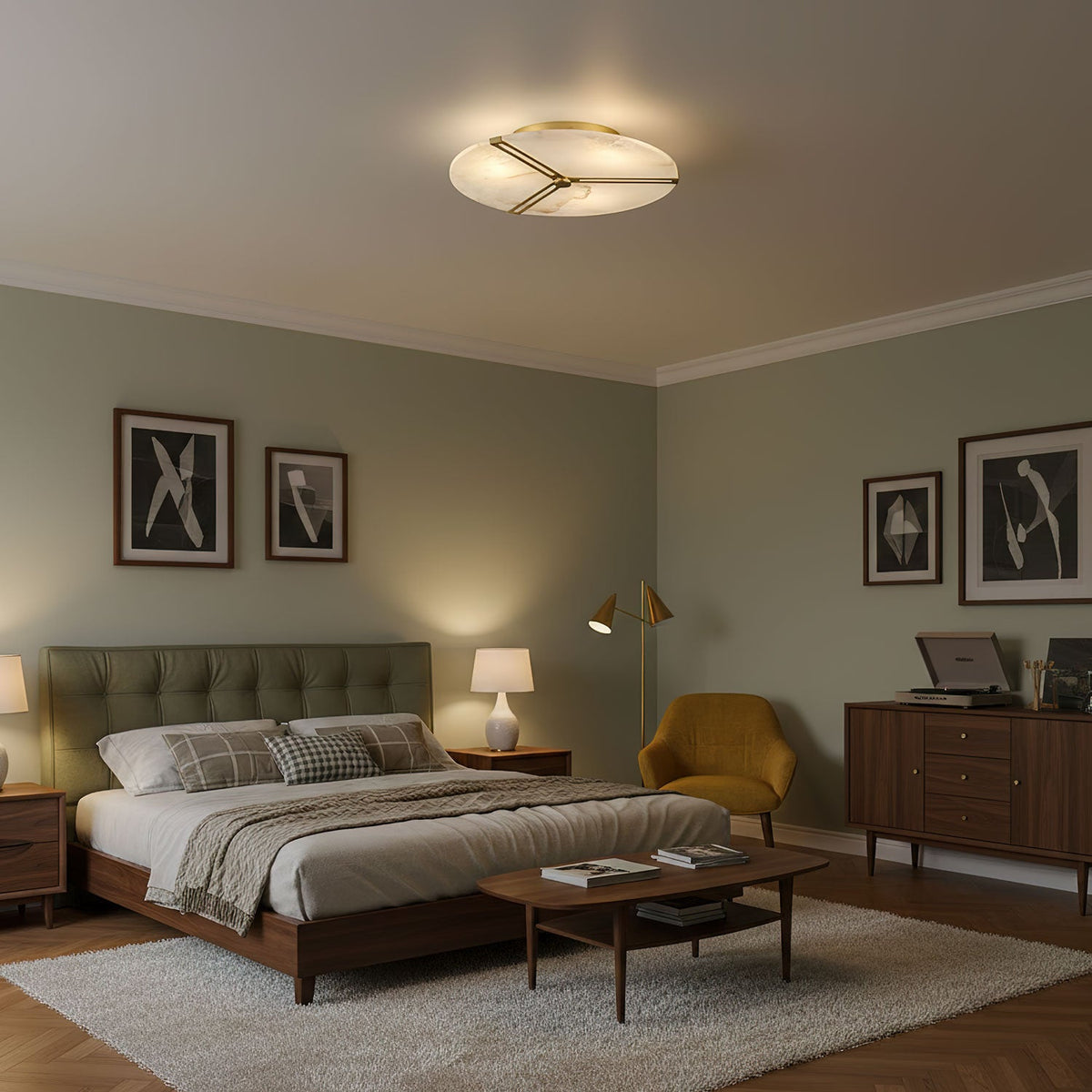 Clocks Alabaster Ceiling Light