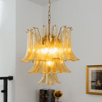 Amber Cascade Glass Chandelier
