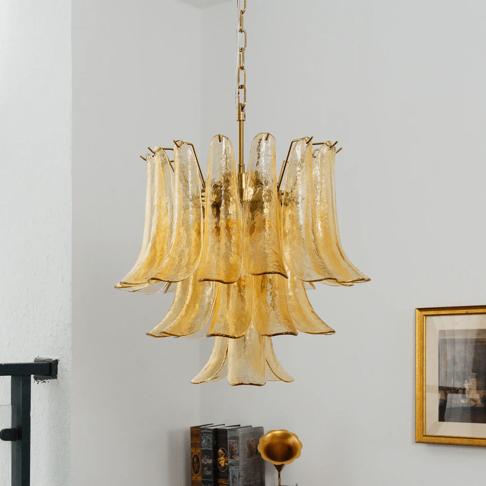 Amber Cascade Glass Chandelier