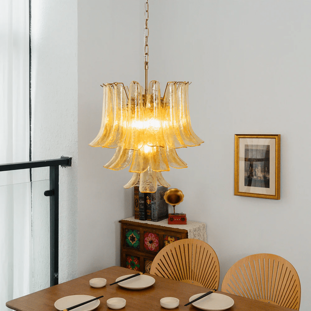 Amber Cascade Glass Chandelier