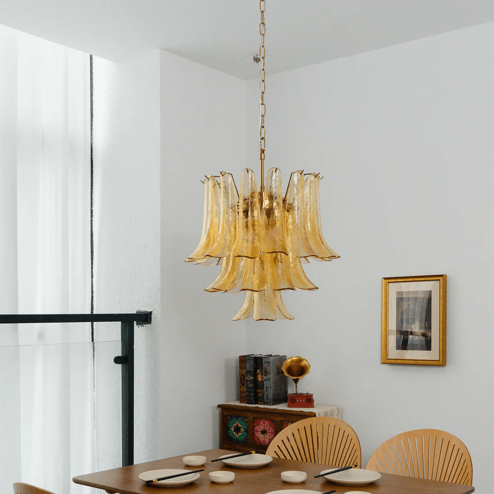 Amber Cascade Glass Chandelier