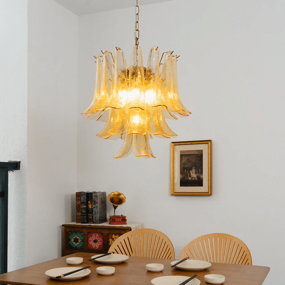 Amber Cascade Glass Chandelier