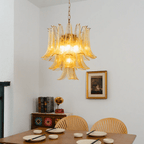 Amber Cascade Glass Chandelier