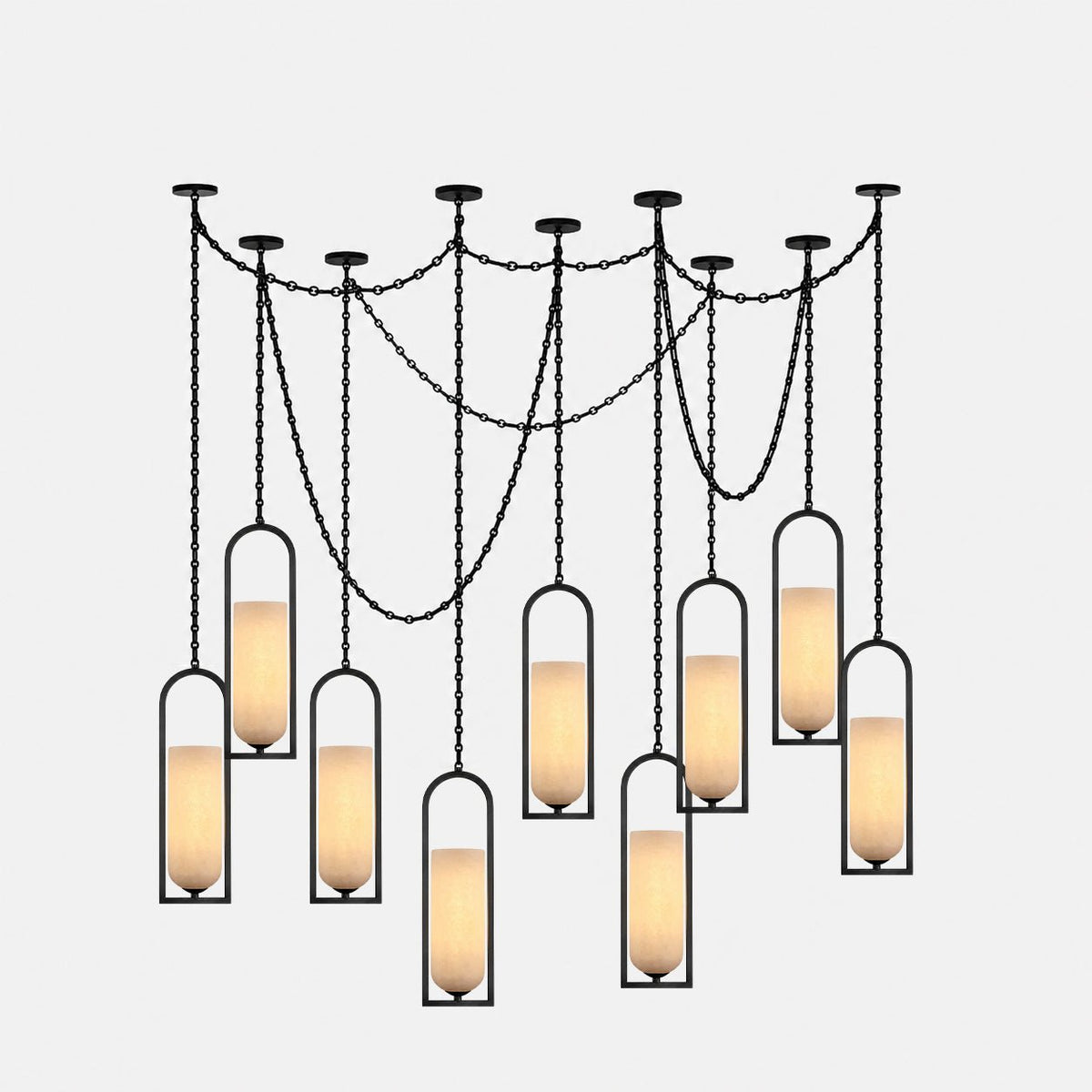 Cascading Chain Lantern Chandelier