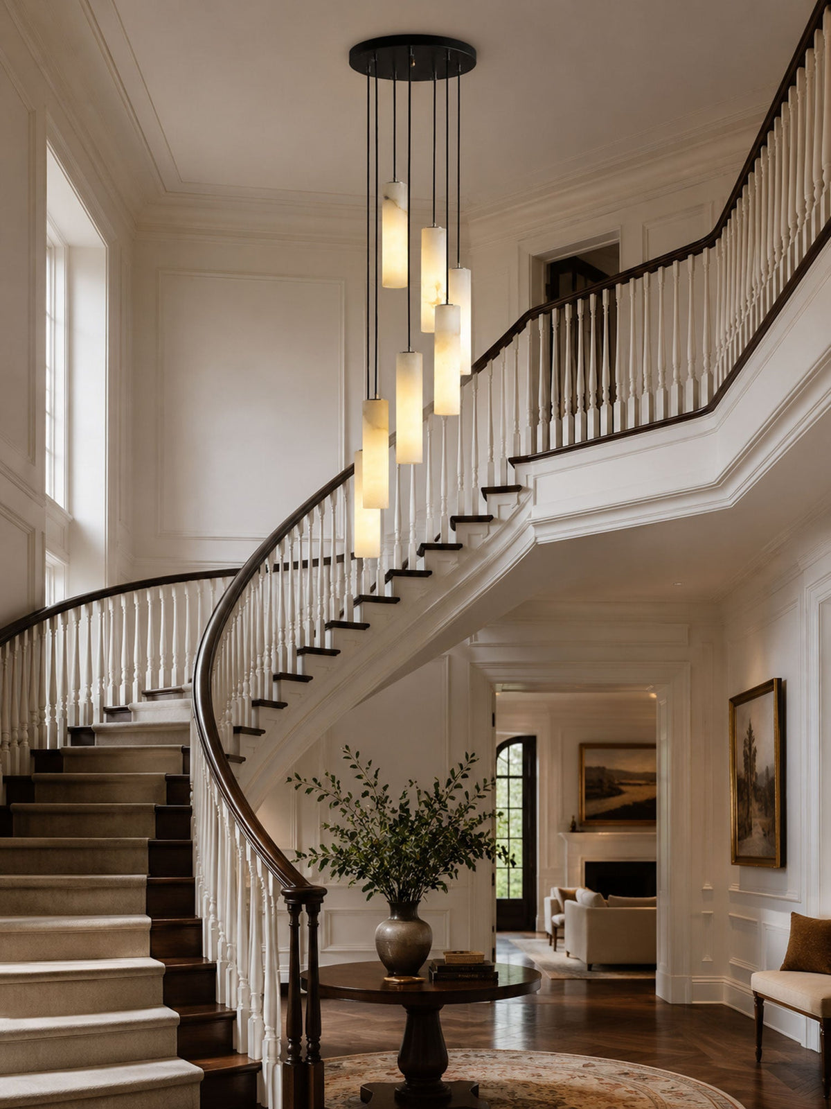 Elongated Alabaster Cluster Pendant Lamp