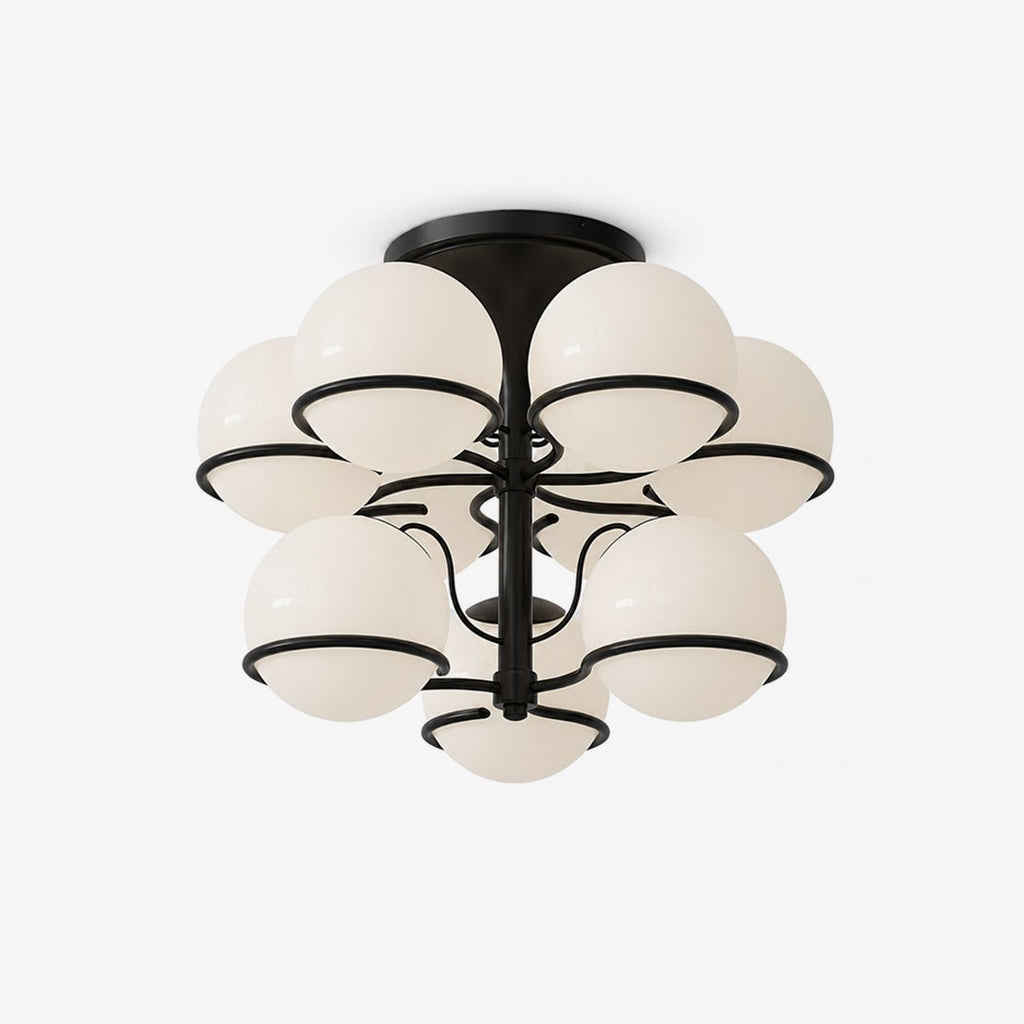 Opal Glass Globe Semiflush Chandelier