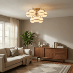 Opal Glass Globe Semiflush Chandelier