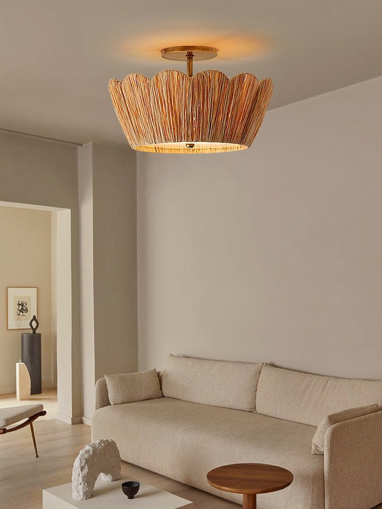 Liora Raffia Semi-Flush Ceiling Light