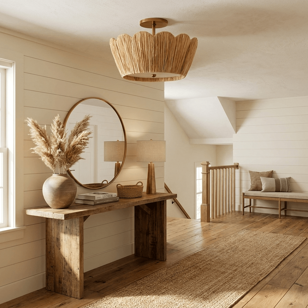 Liora Raffia Semi-Flush Ceiling Light