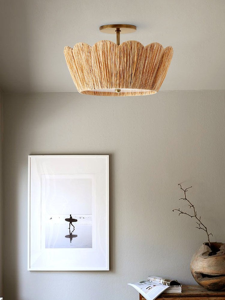 Liora Raffia Semi-Flush Ceiling Light