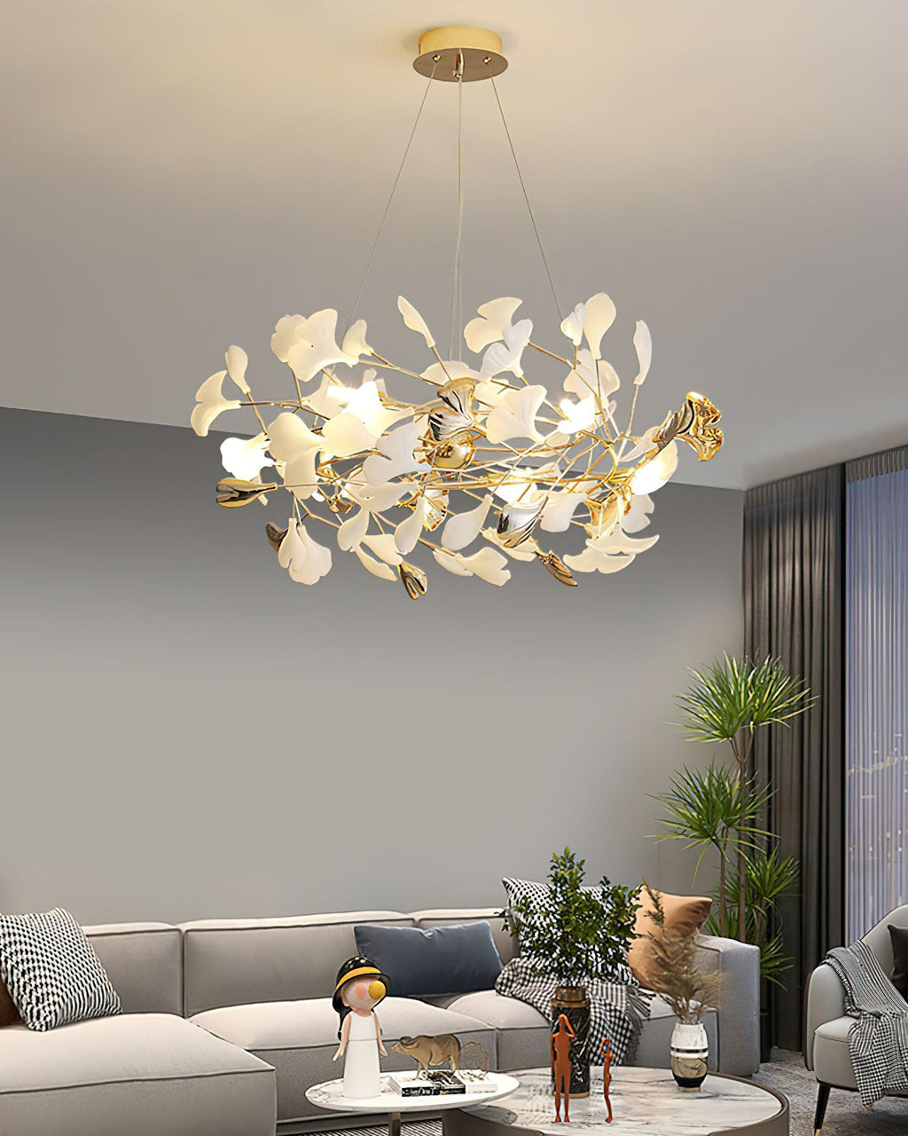 Gingko Bough Round Chandelier