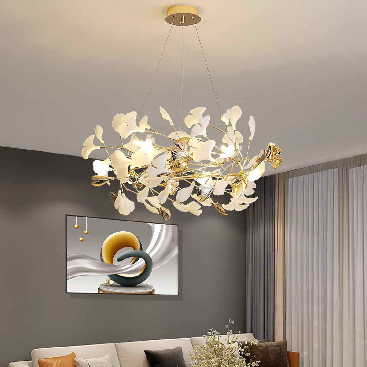 Gingko Bough Round Chandelier