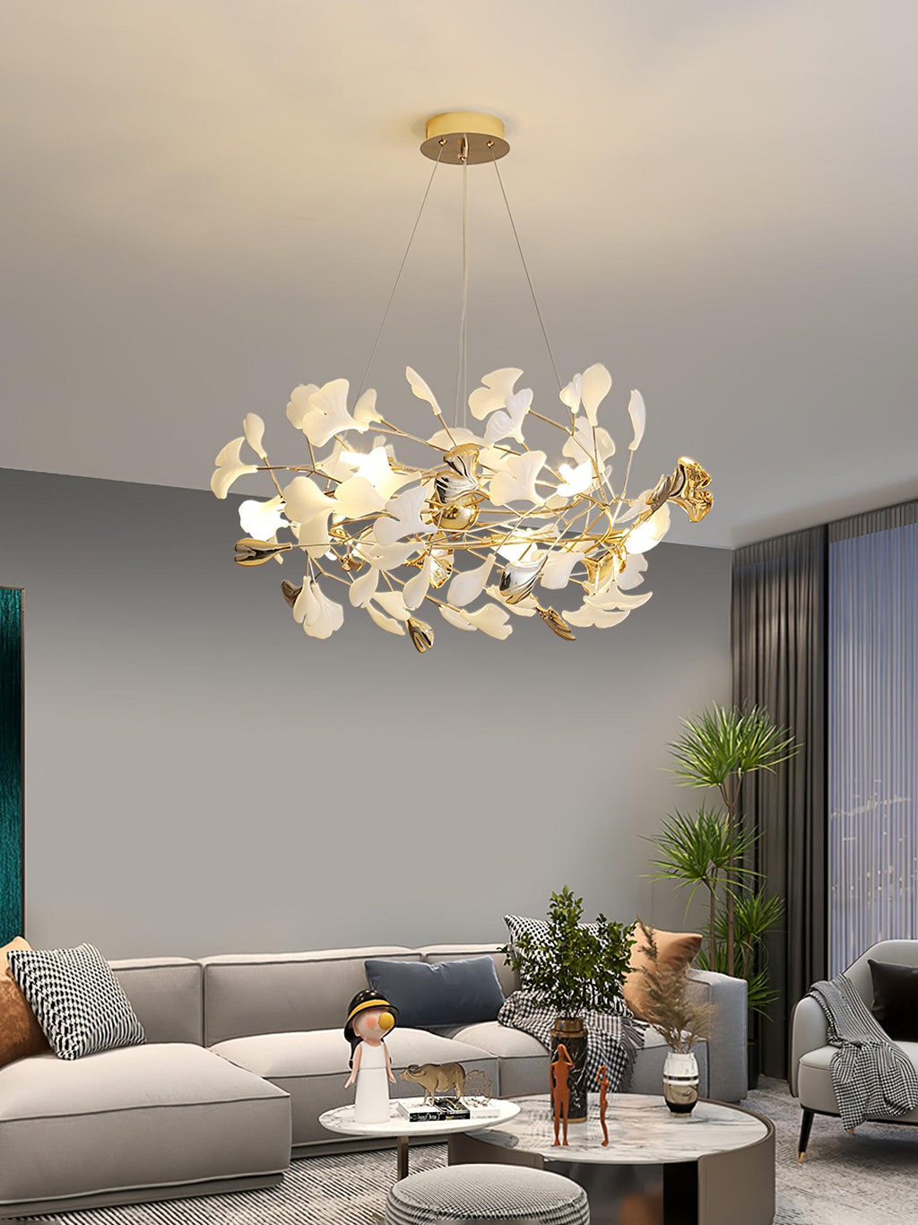 Gingko Bough Round Chandelier