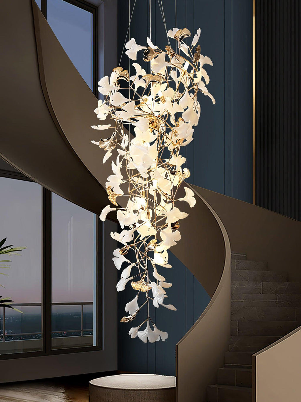 Gingko Cascade Leave Chandelier