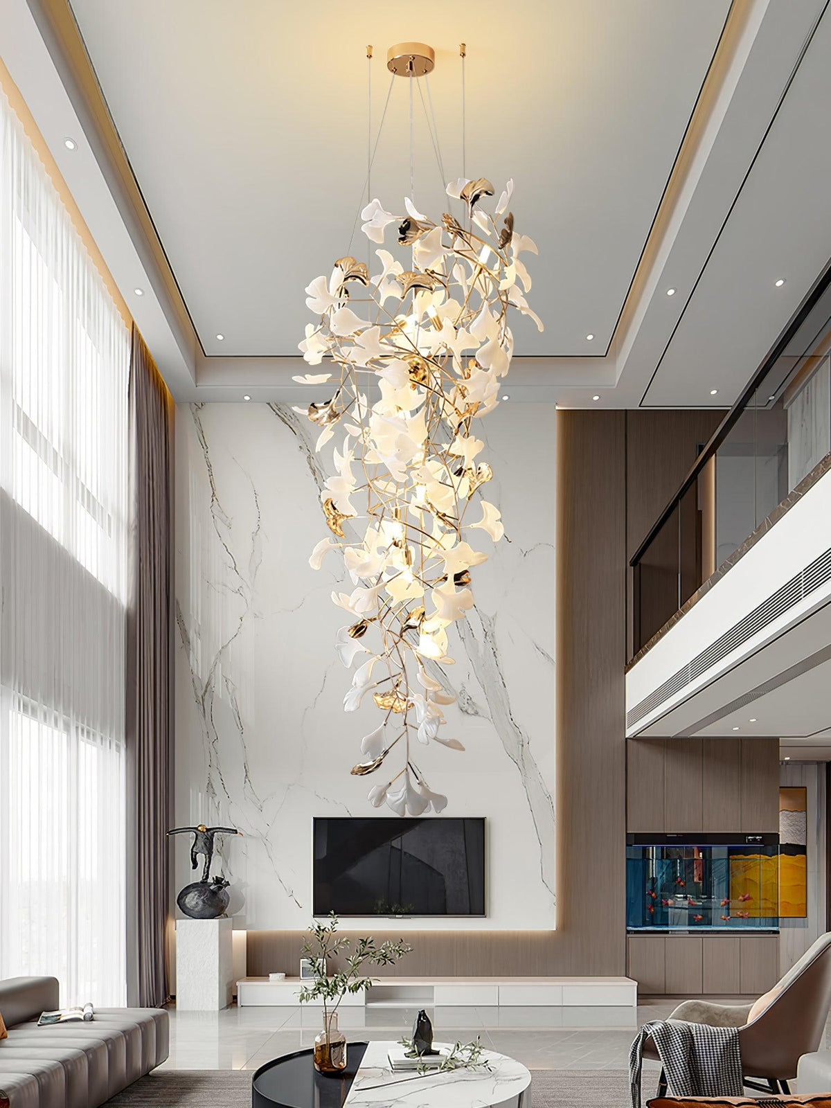 Gingko Cascade Leave Chandelier