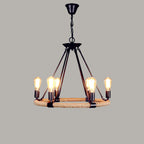 Hemp Rope Industrial Large Circle Chandelier