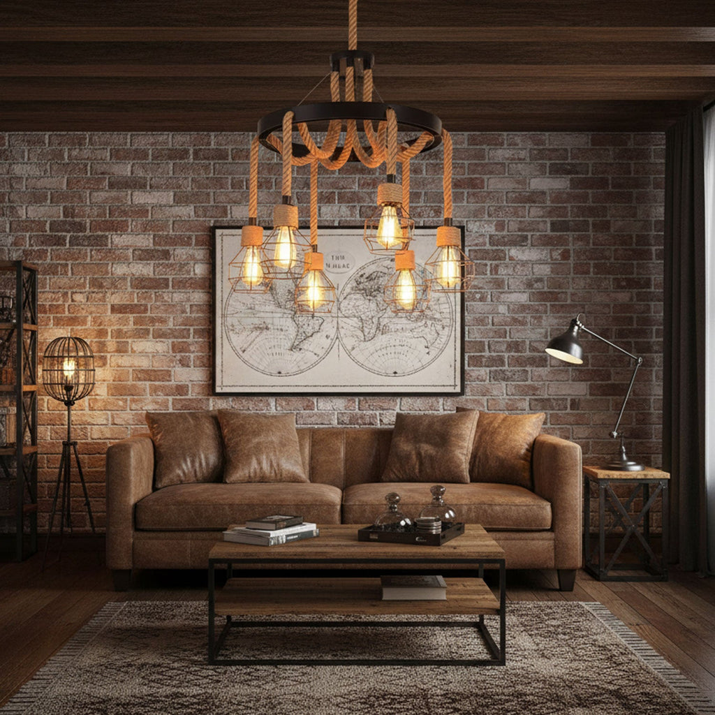 Hemp Rope Industrial Starfall Chandelier