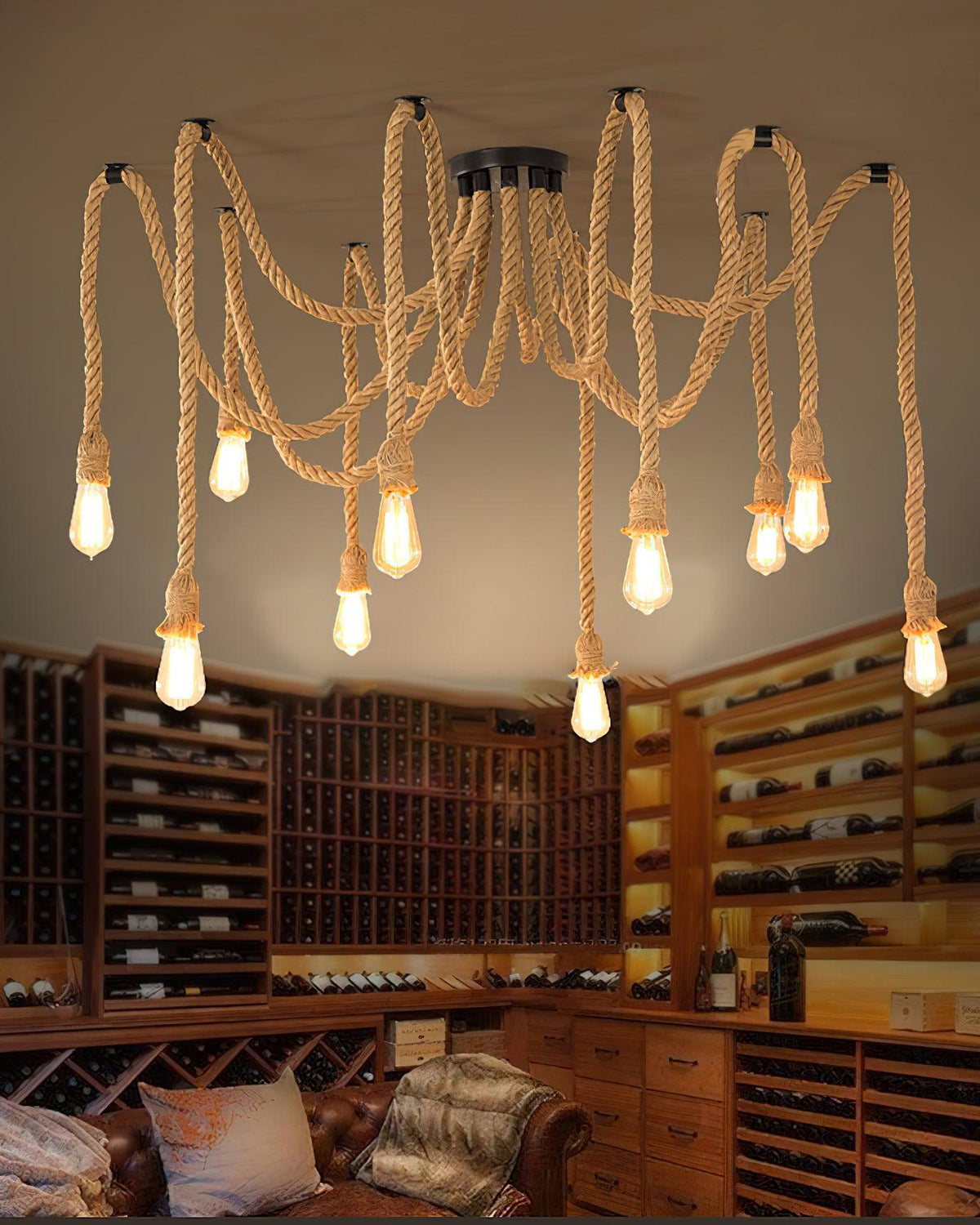 Hemp Rope Scattered Flower Chandelier