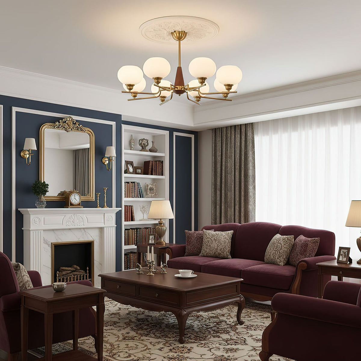 Celeste Sphere Walnut Chandelier