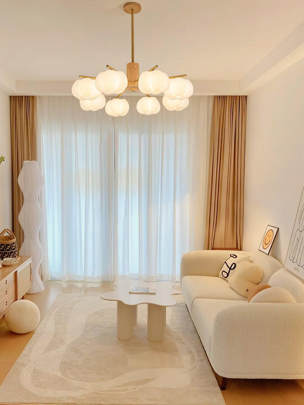 Wooden Cotton Balls Chandelier