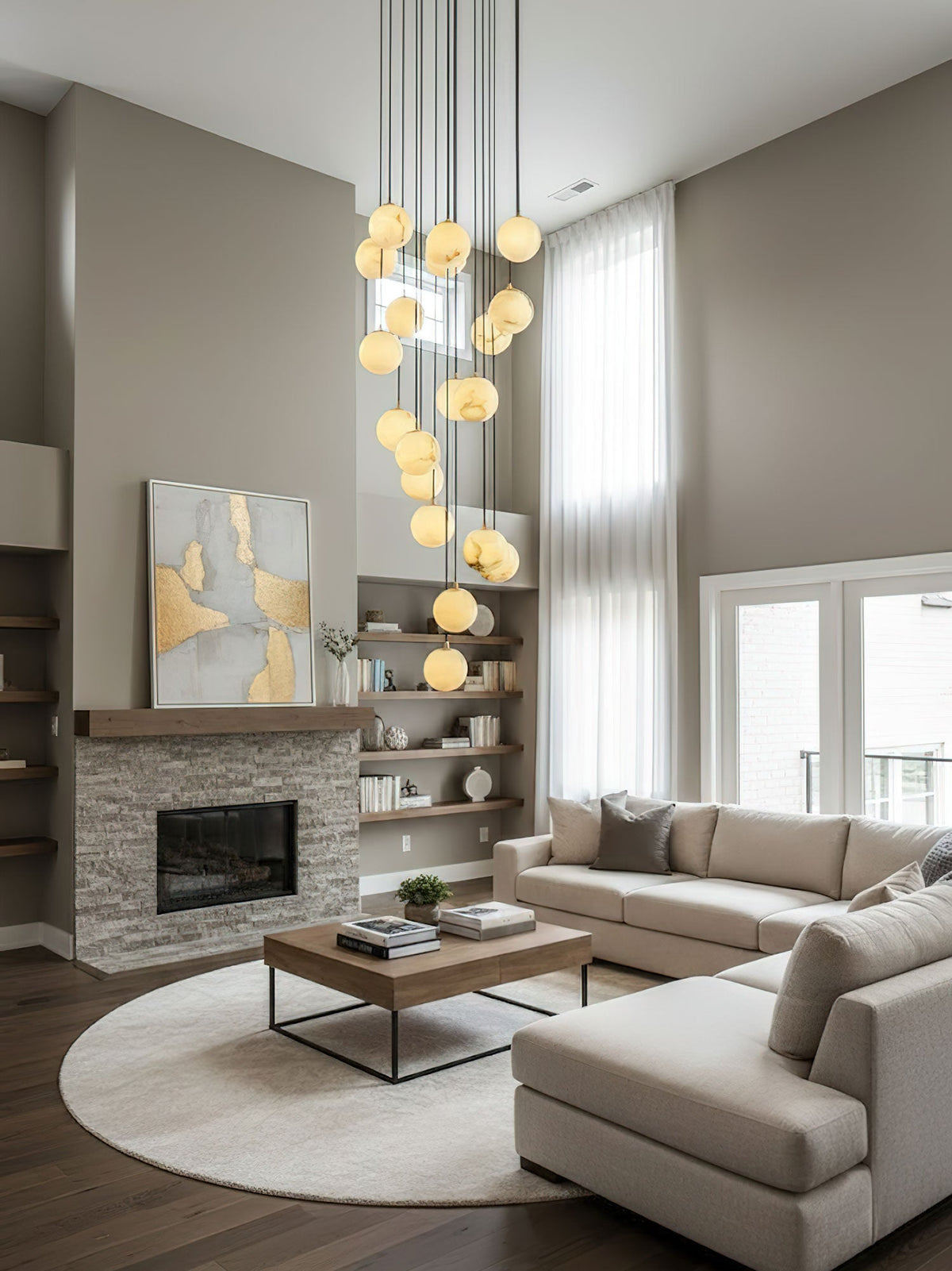 Alabaster Balls Cluster Chandelier