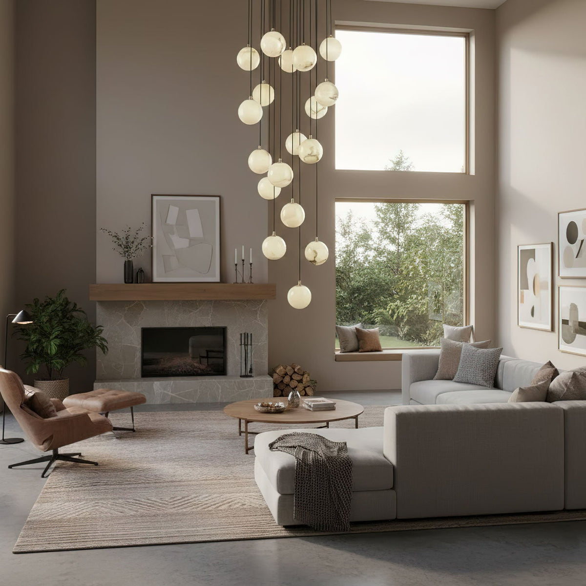 Alabaster Balls Cluster Chandelier